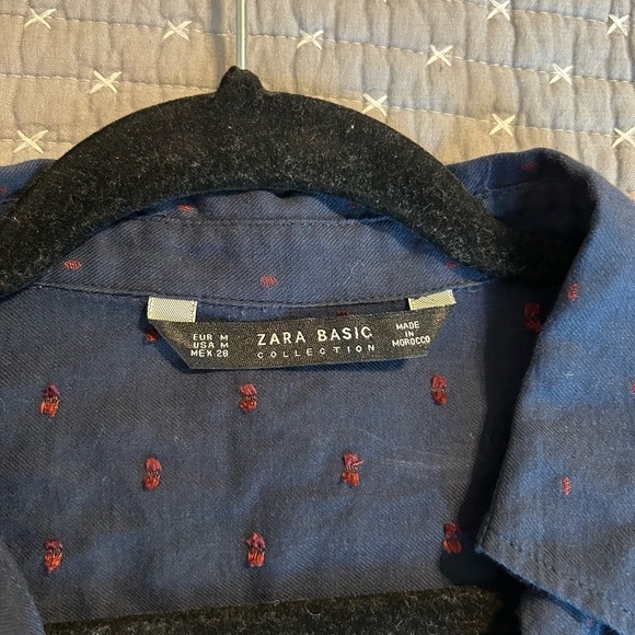 2 for $20 Zara Women’s Dark Blue Shirt with Red Polka Dots - Picture 1 of 4